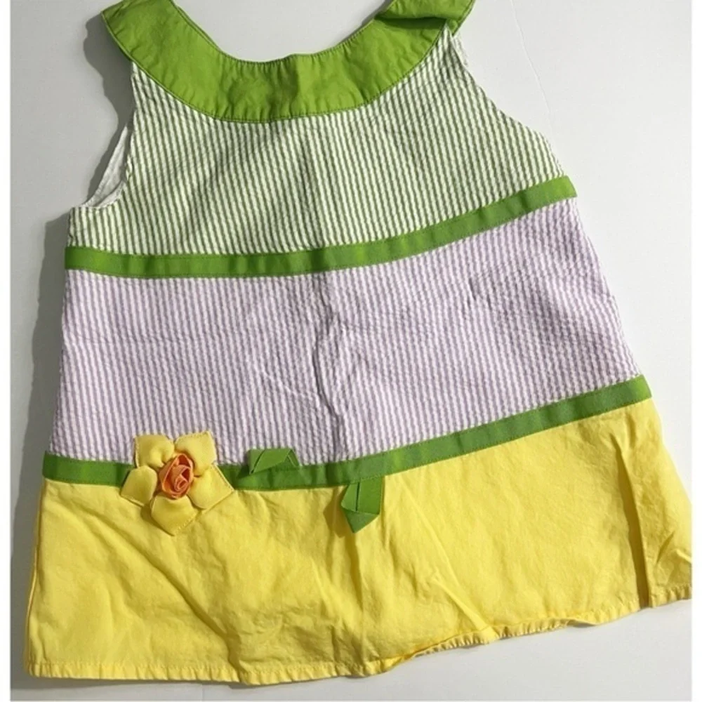 Gymboree • Yellow Green Purple Tiered Stripe Dress